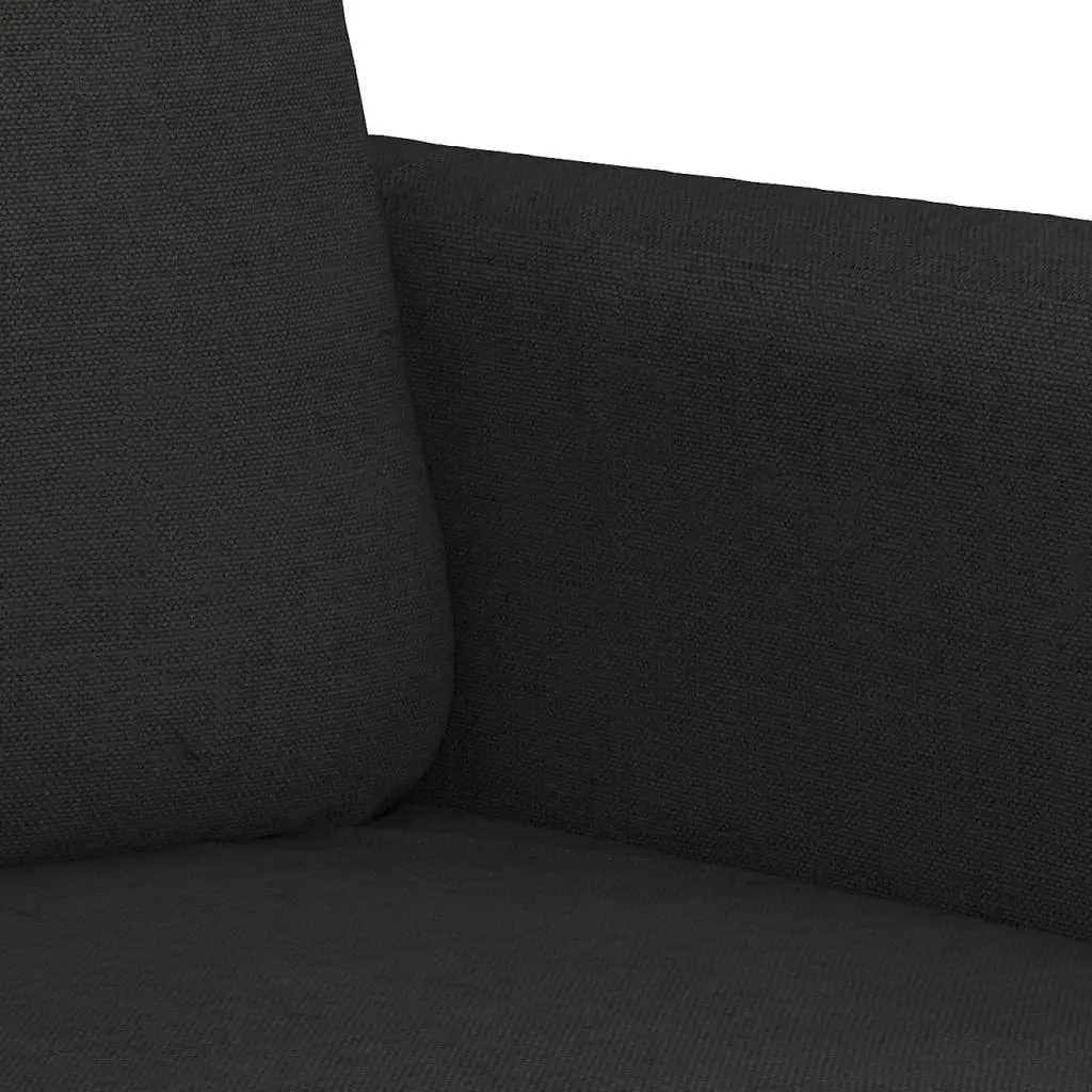 3 Piece Sofa Set Black Fabric Living Room Couch with Throw Pillows Armrests