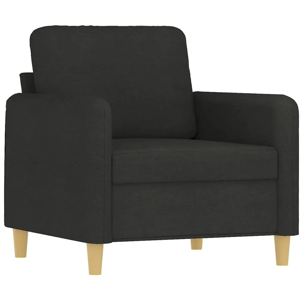 4 Piece Sofa Set Black Fabric Couch with Throw Pillows Footstool Living Room