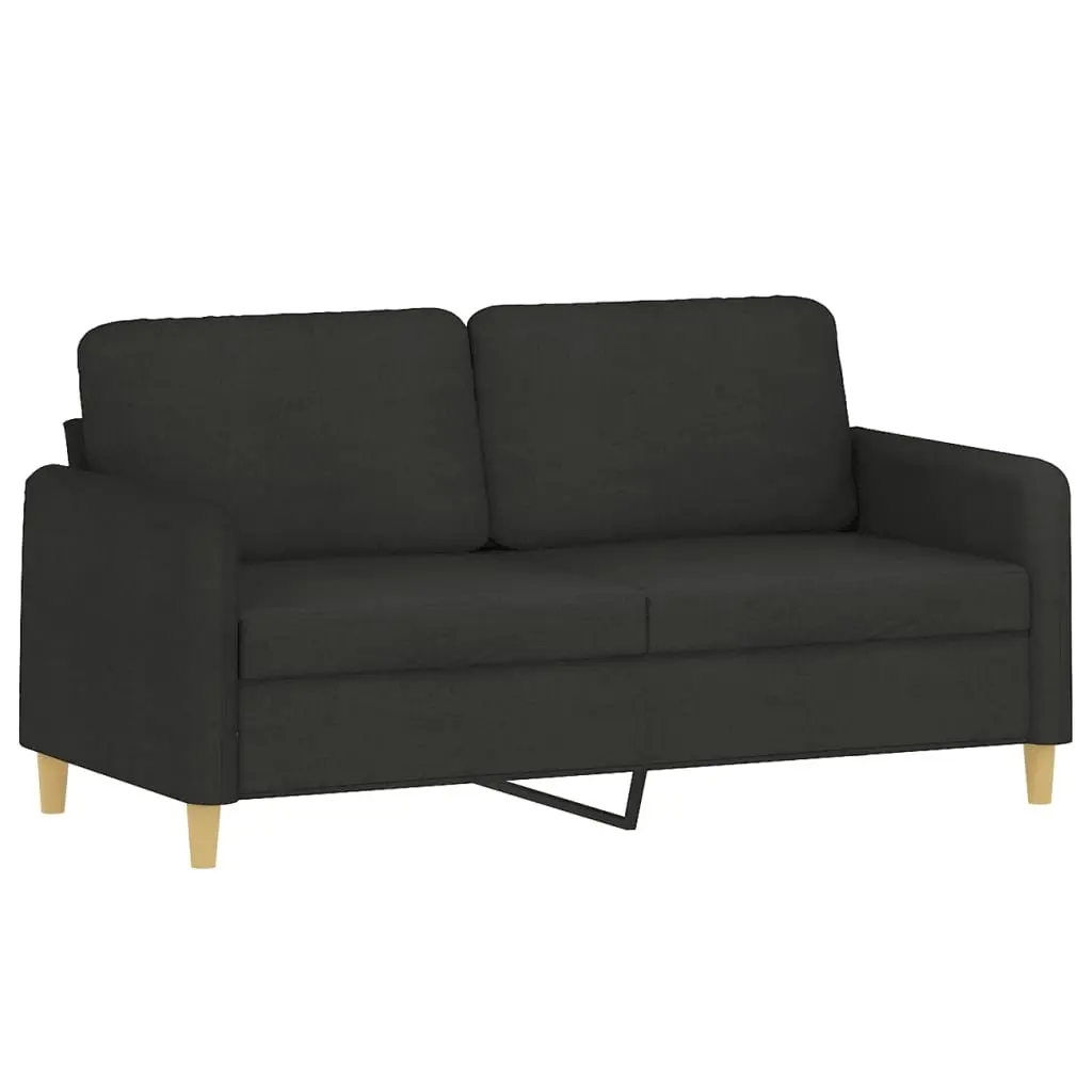 2 Piece Sofa Set Black Fabric Durable Couch Living Room Seating Cushions