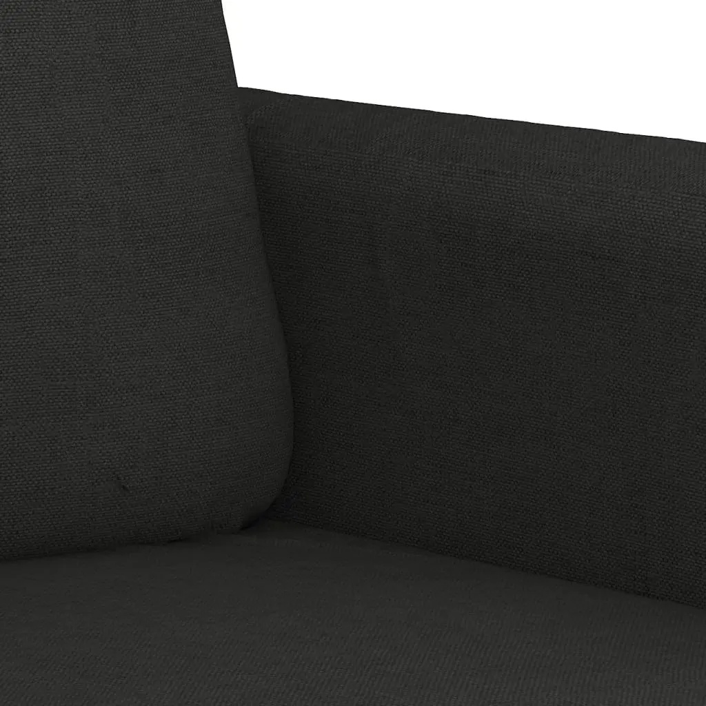 2 Piece Sofa Set Black Fabric Durable Couch Living Room Seating Cushions