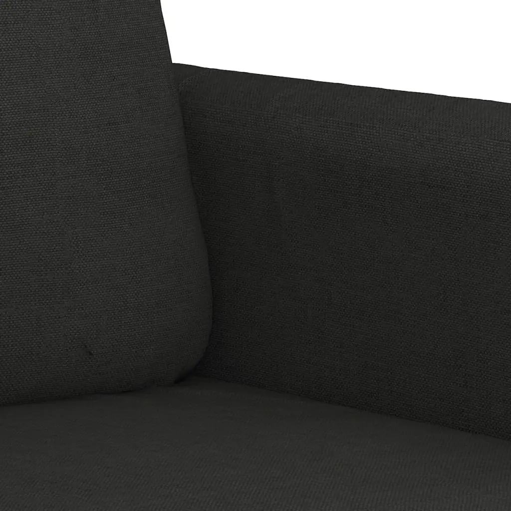 3 Piece Sofa Set with Cushions Black Fabric Living Room Sectional Lounge Suite