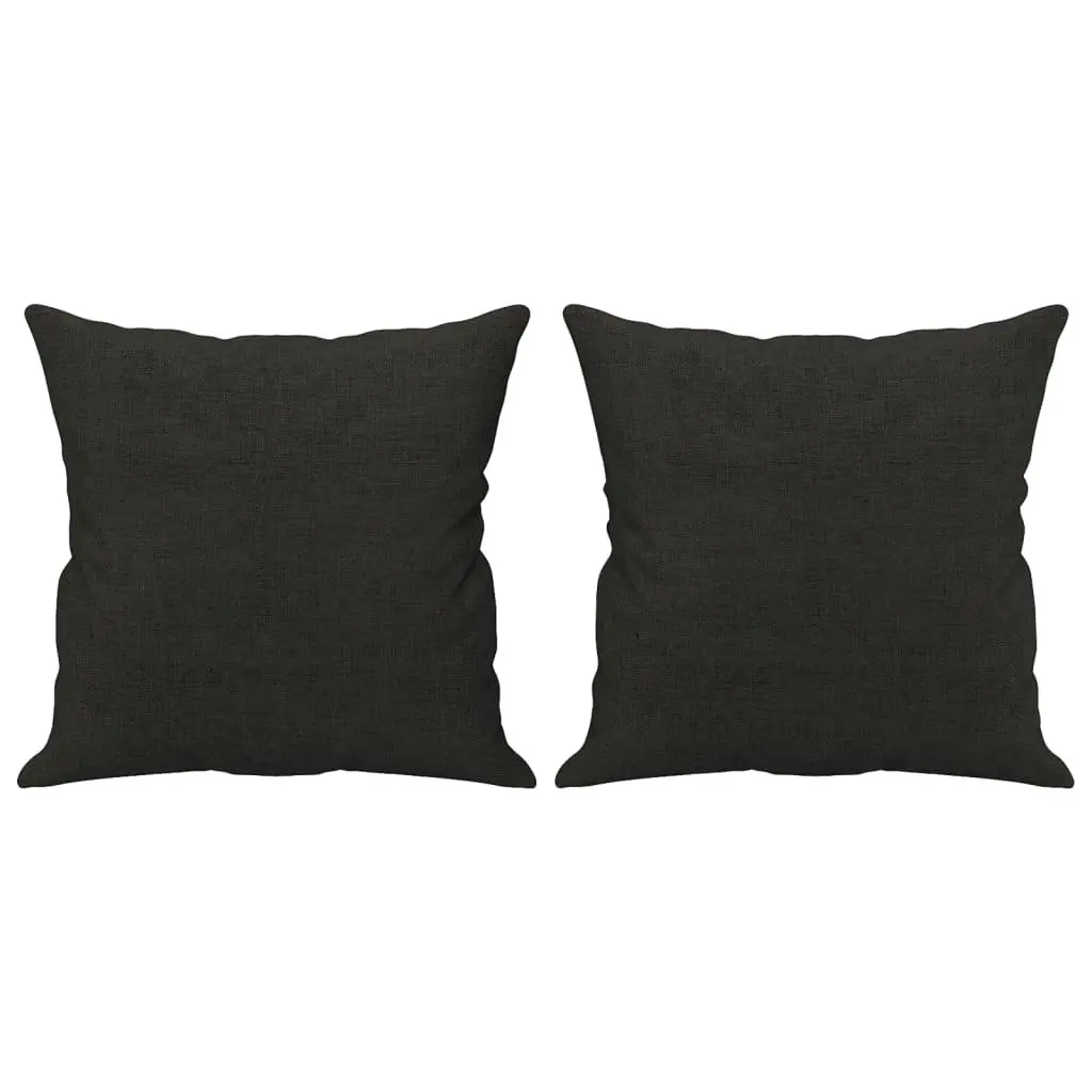 3 Piece Sofa Set with Throw Pillows Footstool Black Fabric Living Room Couch
