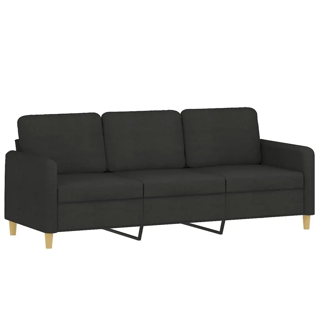 2 Piece Sofa Set Black Fabric Couch Durable Upholstery Living Room Furniture