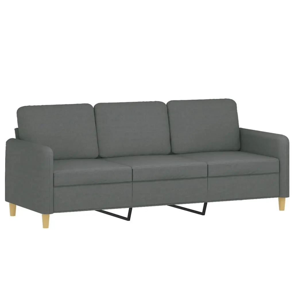 3 Piece Sofa Set Grey Fabric Couch with Throw Pillows and Footstool