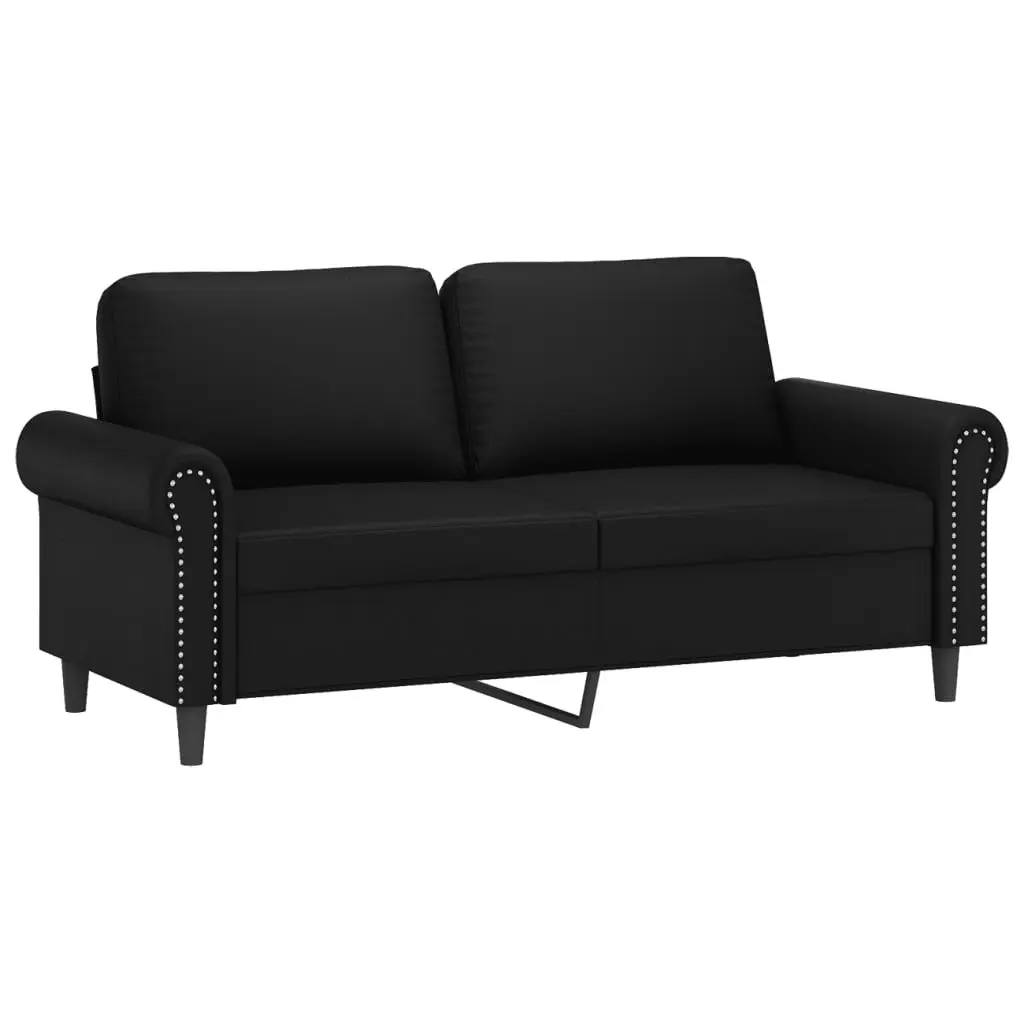 2 Piece Sofa Set Black Faux Leather Living Room Furniture Comfortable Cushioned
