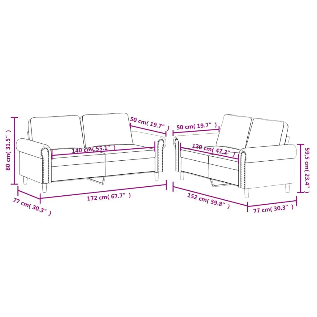 2 Piece Sofa Set Black Faux Leather Living Room Furniture Comfortable Cushioned