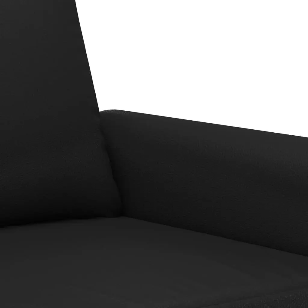 2 Piece Sofa Set Black Faux Leather Couch Living Room Furniture with Throw