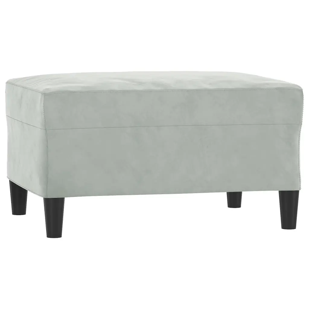 4 Piece Sofa Set Grey Velvet Living Room Furniture with Cushions and Footstool