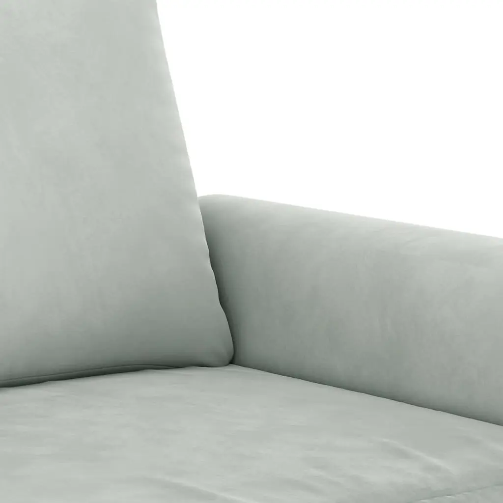 3 Piece Sofa Set Grey Velvet Couch with Pillows Footstool Living Room Furniture