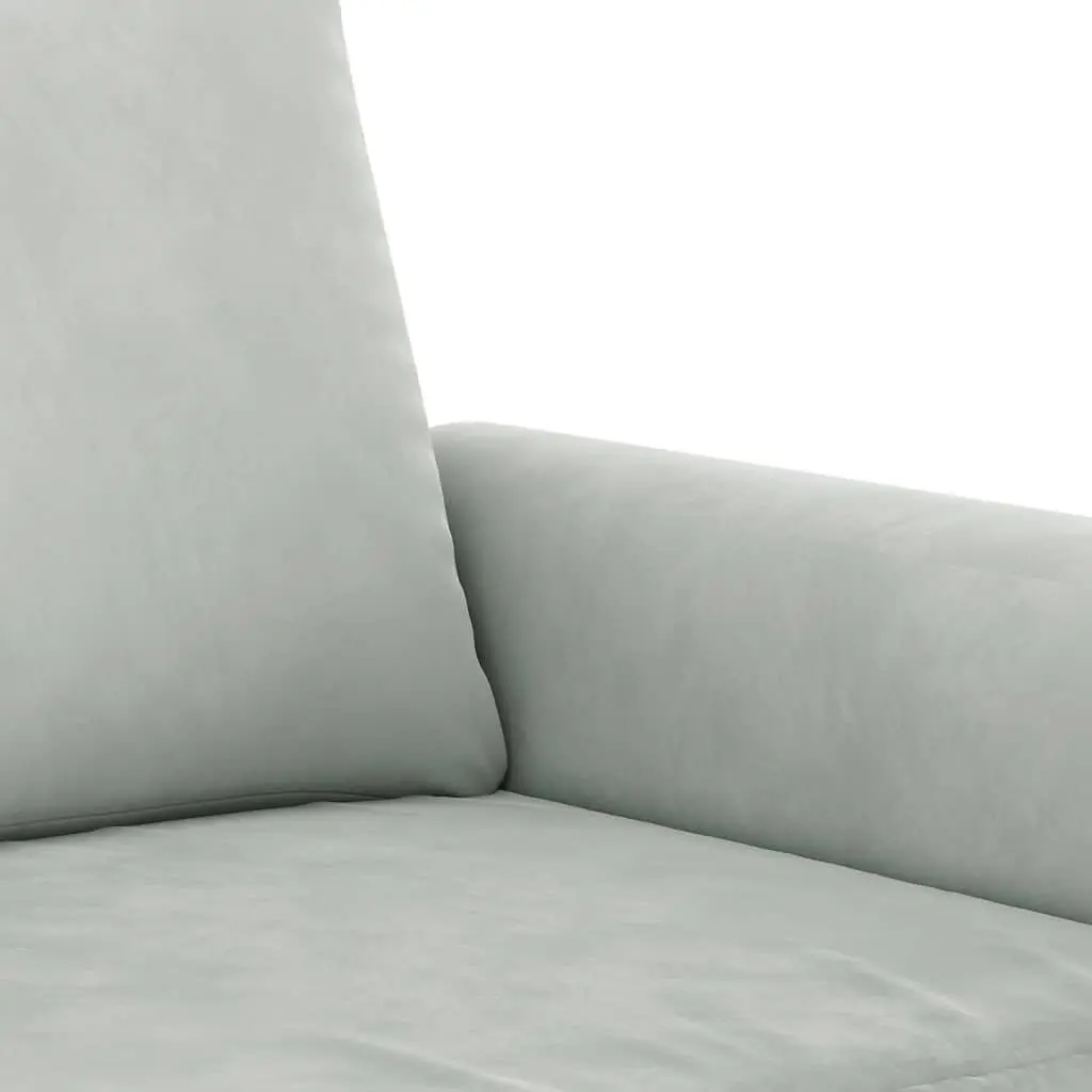 Sofa Set Two Piece Soft Velvet Grey with Cushions