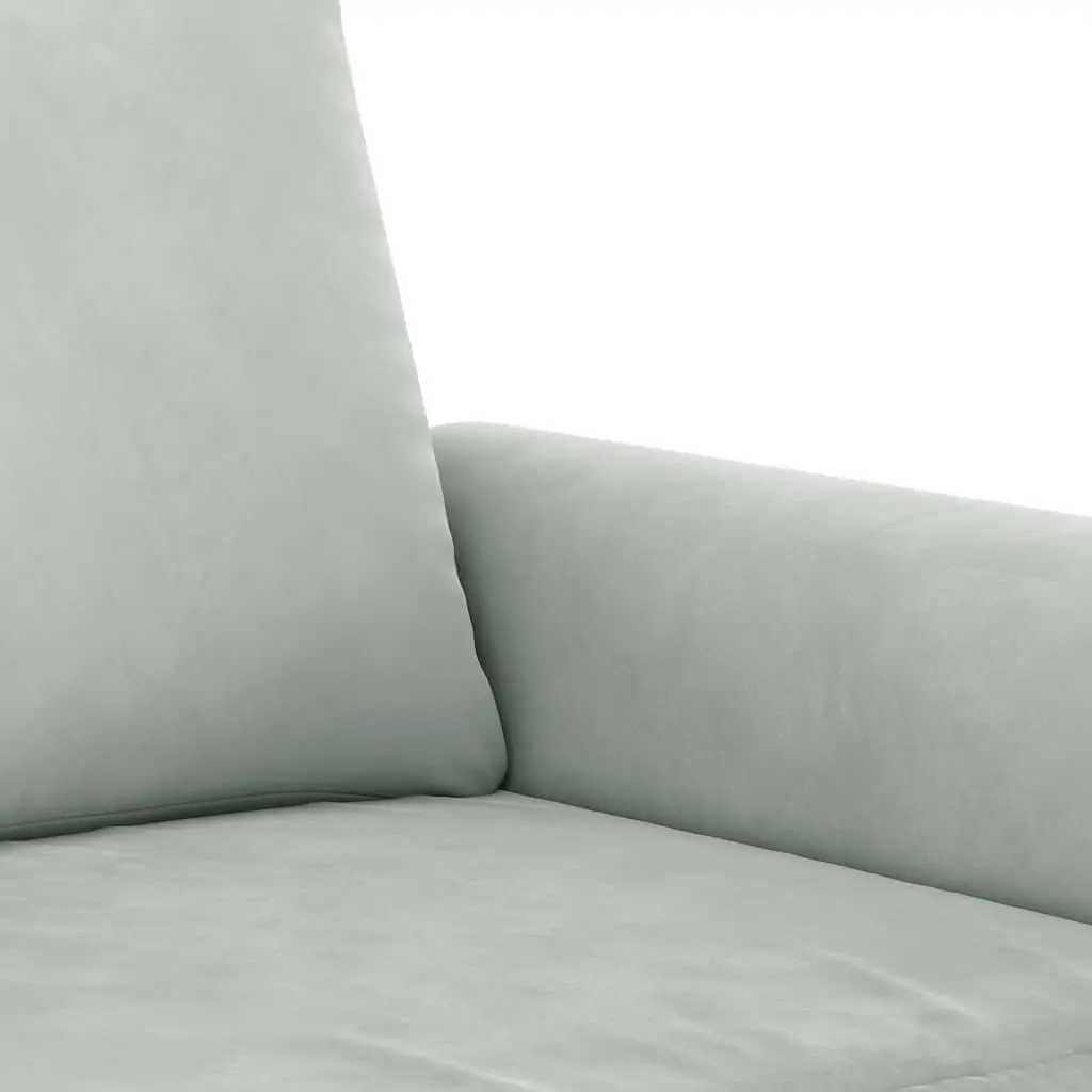 3 Piece Sofa Set Velvet Grey Compact Lounge Suite with Cushions and Footstool