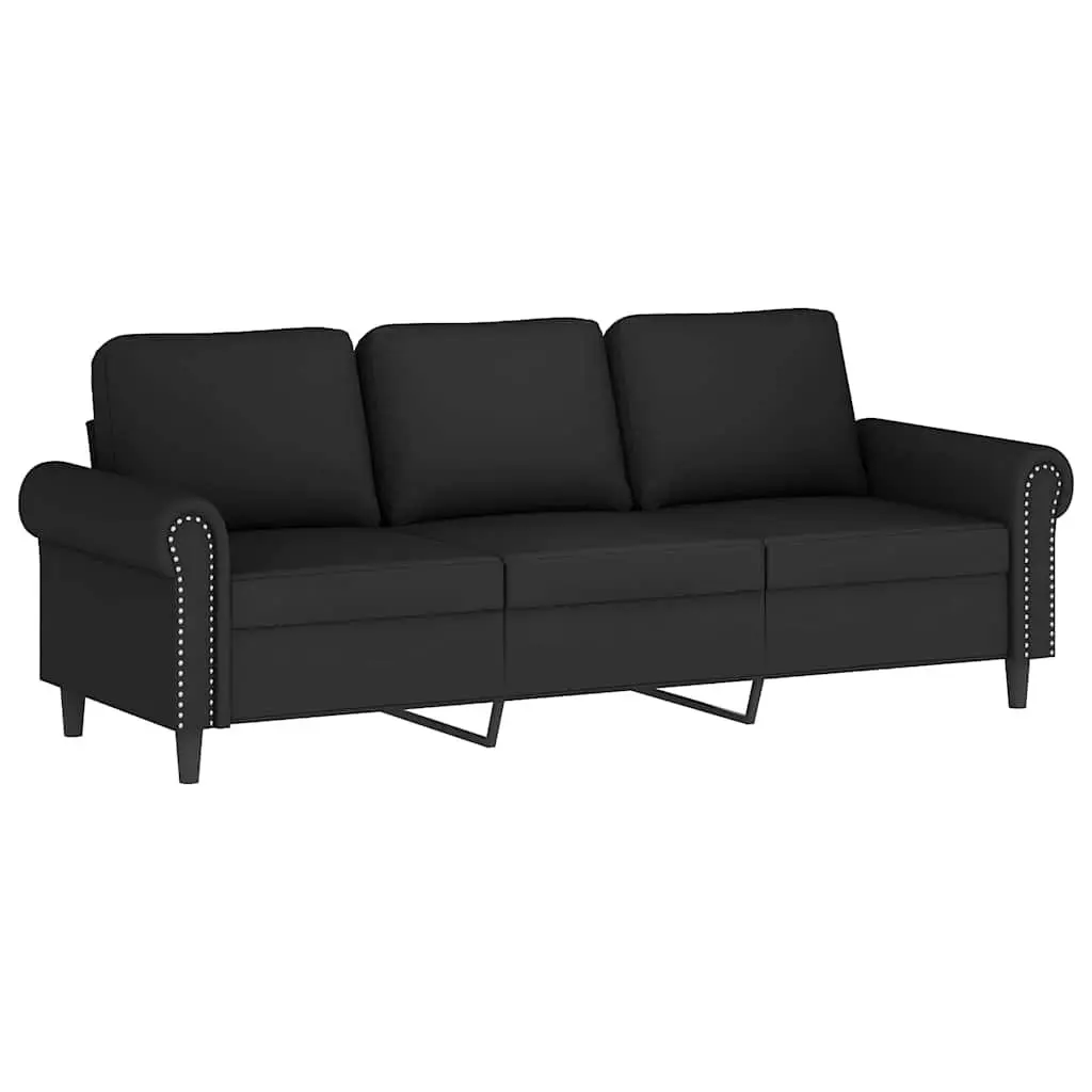 Sofa Set Soft Velvet Black 2 Piece Living Room Furniture Couch with Pillows