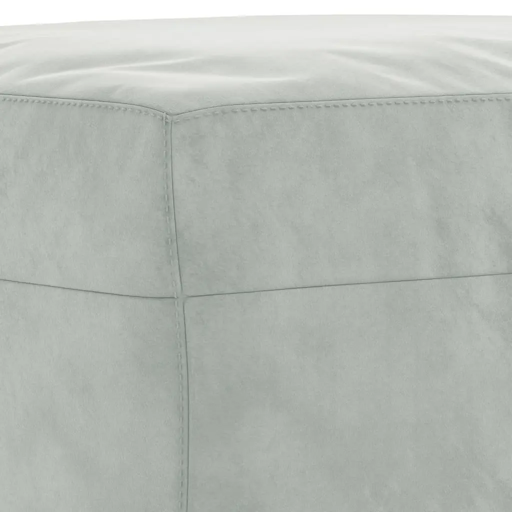 3 Piece Sofa Set Grey Velvet Couch with Throw Pillows Footstool Living Room