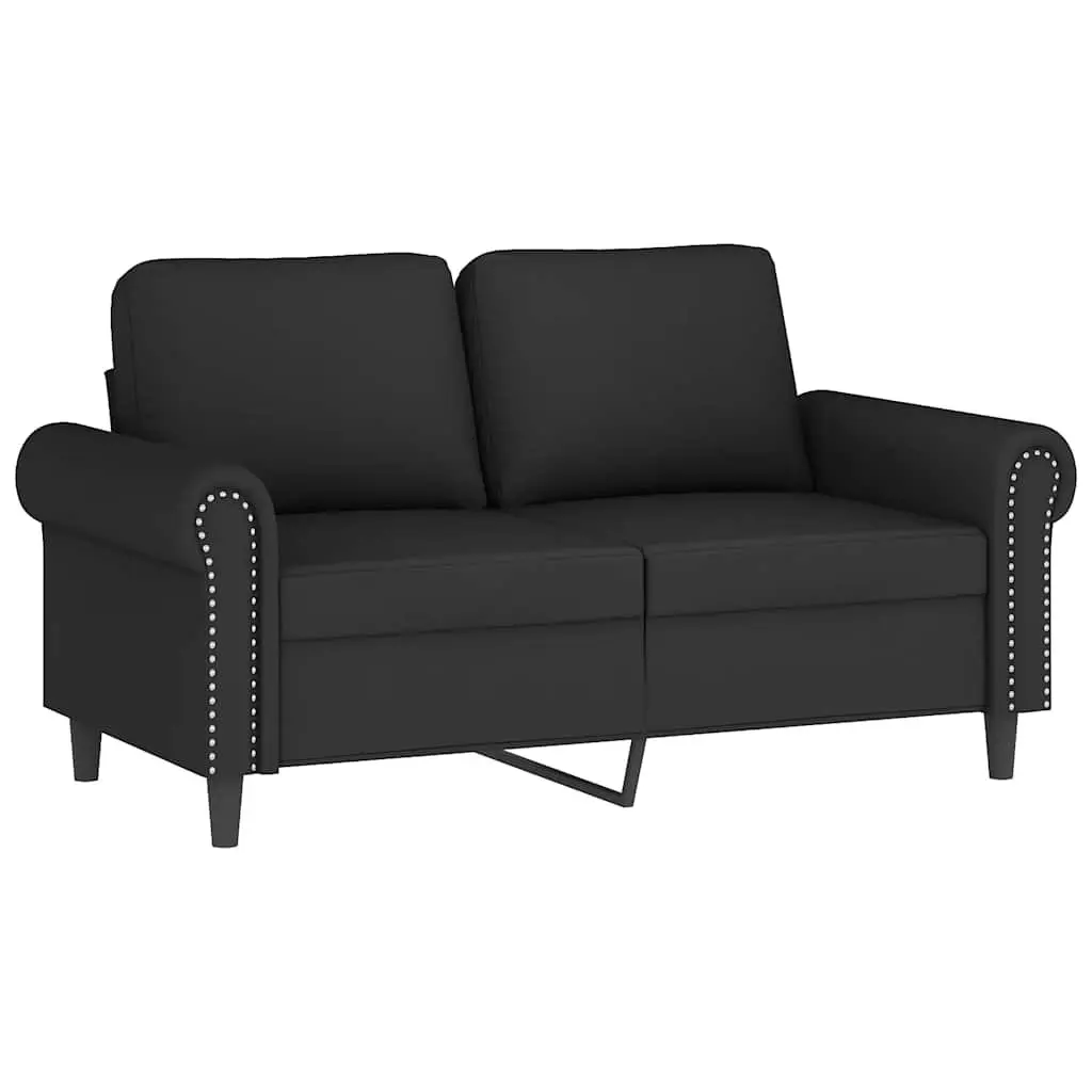 3 Piece Sofa Set Velvet Black with Throw Pillows and Footstool