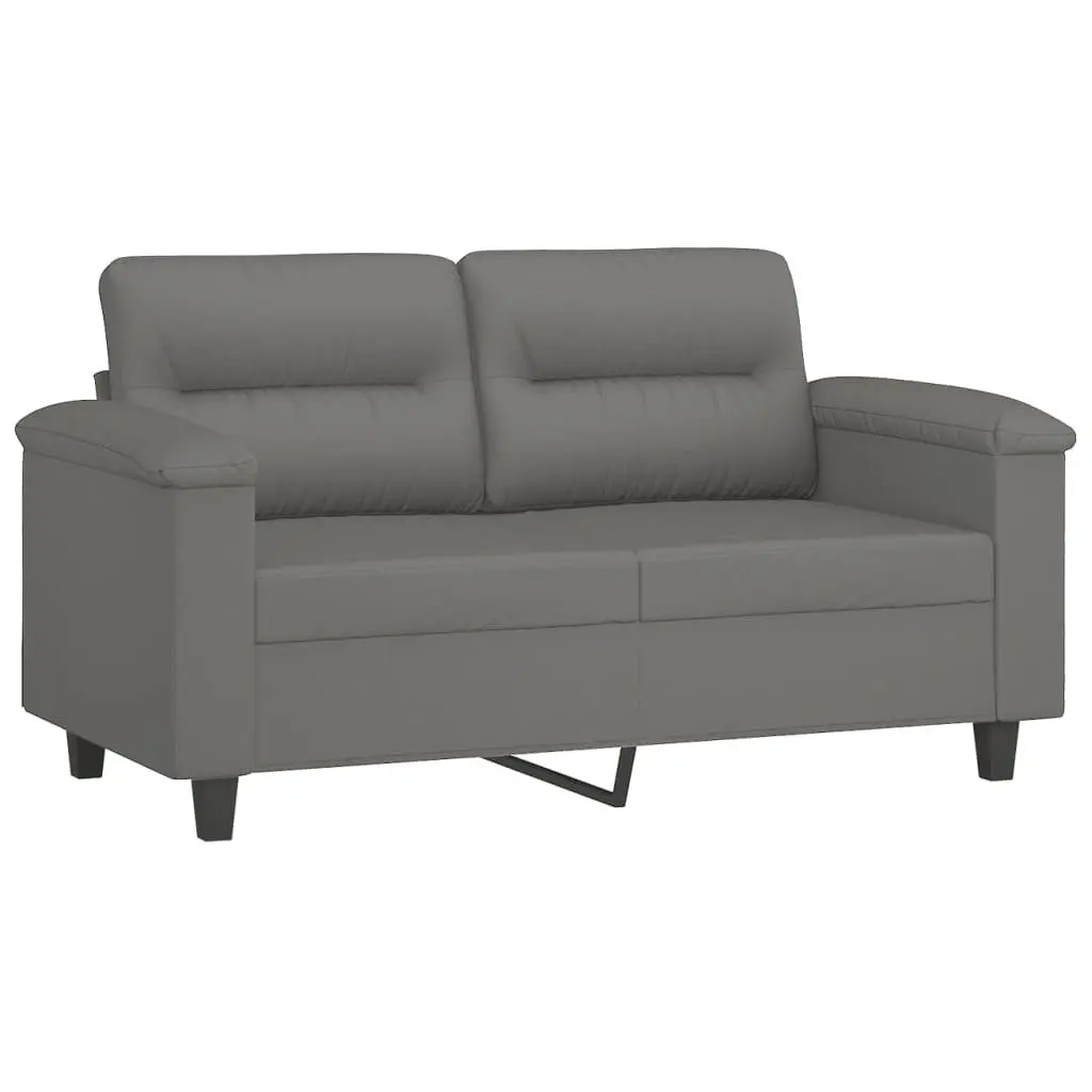 2 Piece Sofa Set Durable Microfibre Fabric Grey