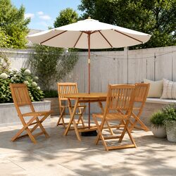 5 Piece Garden Dining Set Solid Acacia Wood Outdoor Furniture Brown