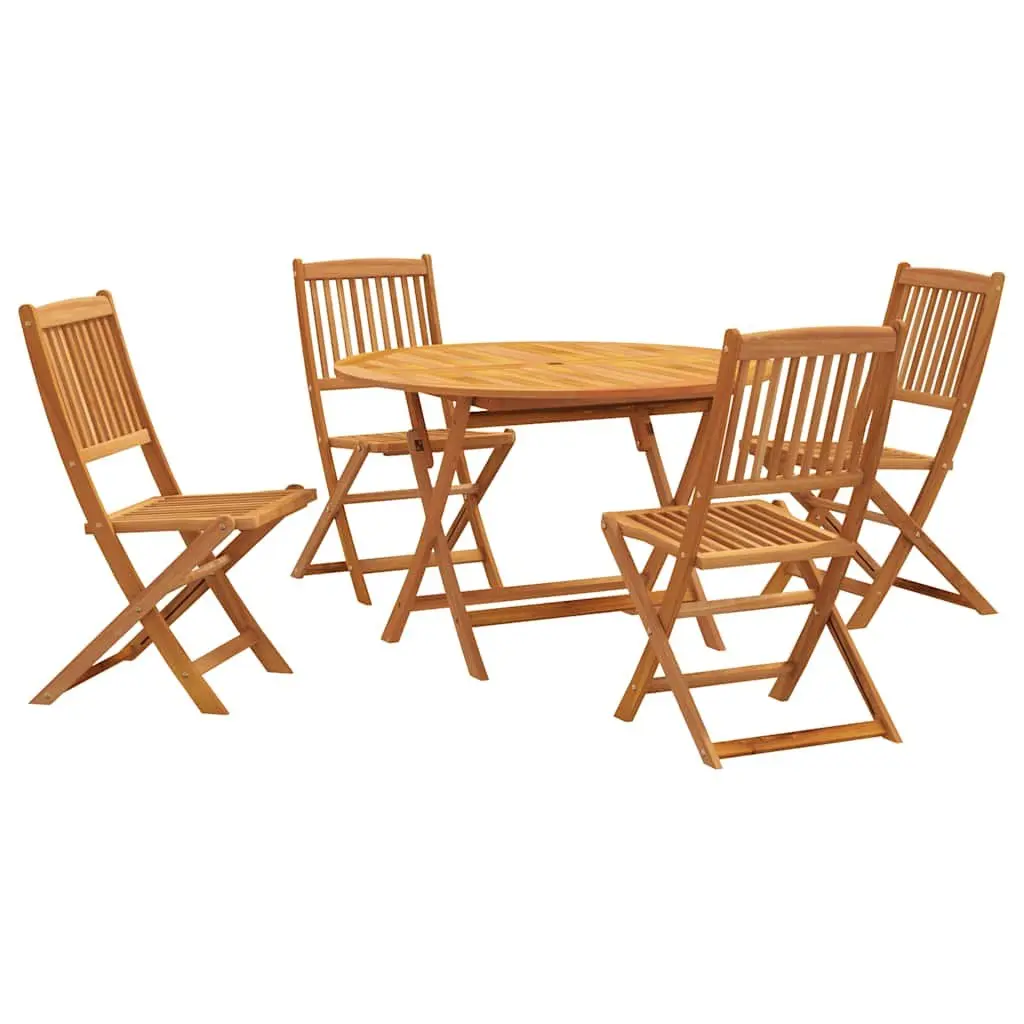 5 Piece Garden Dining Set Solid Acacia Wood Outdoor Furniture Folding Table