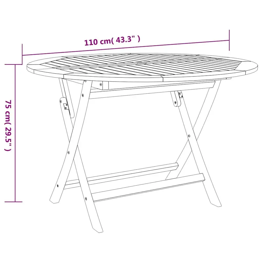 5 Piece Garden Dining Set Solid Acacia Wood Outdoor Furniture Folding Table