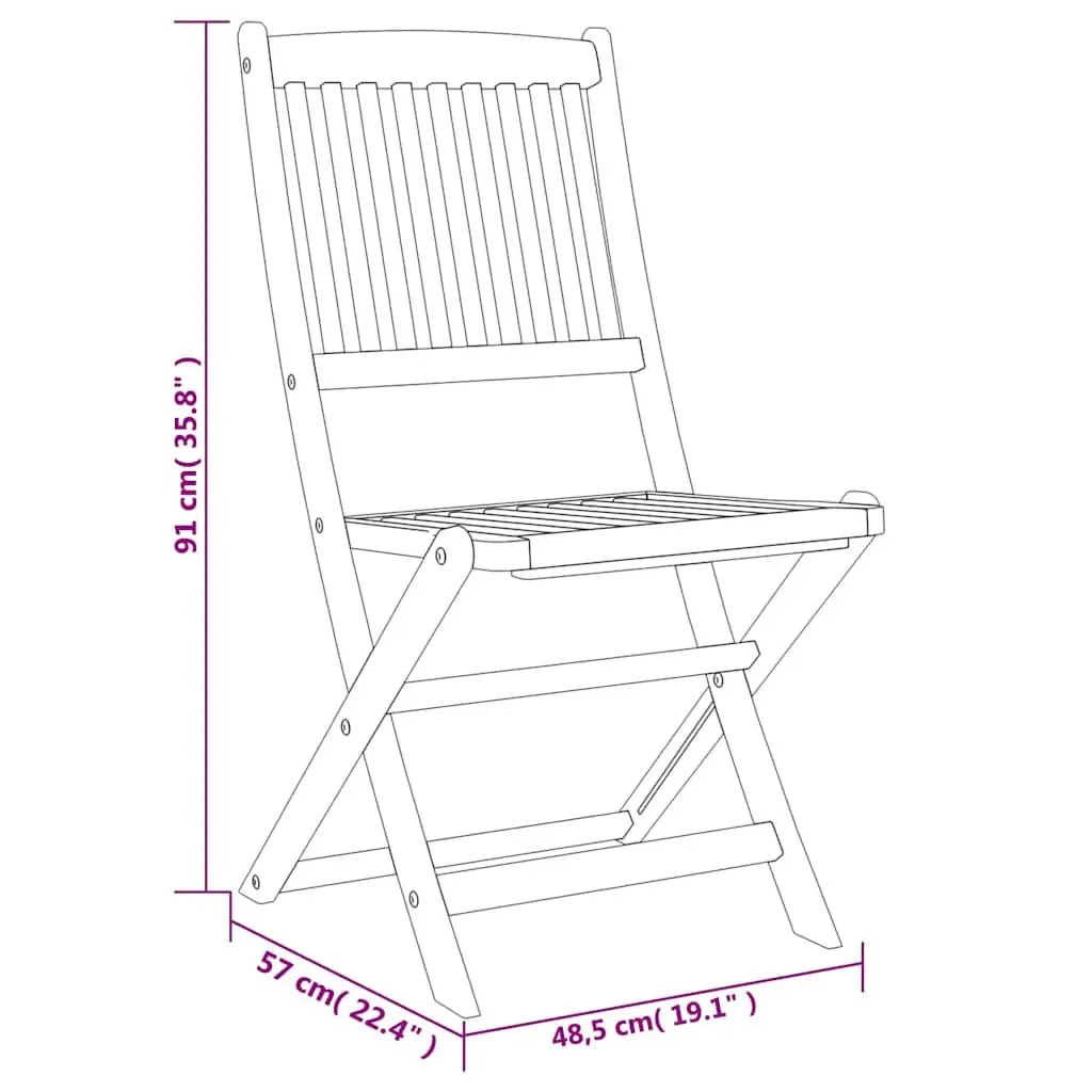 5 Piece Garden Dining Set Solid Acacia Wood Outdoor Furniture Folding Table