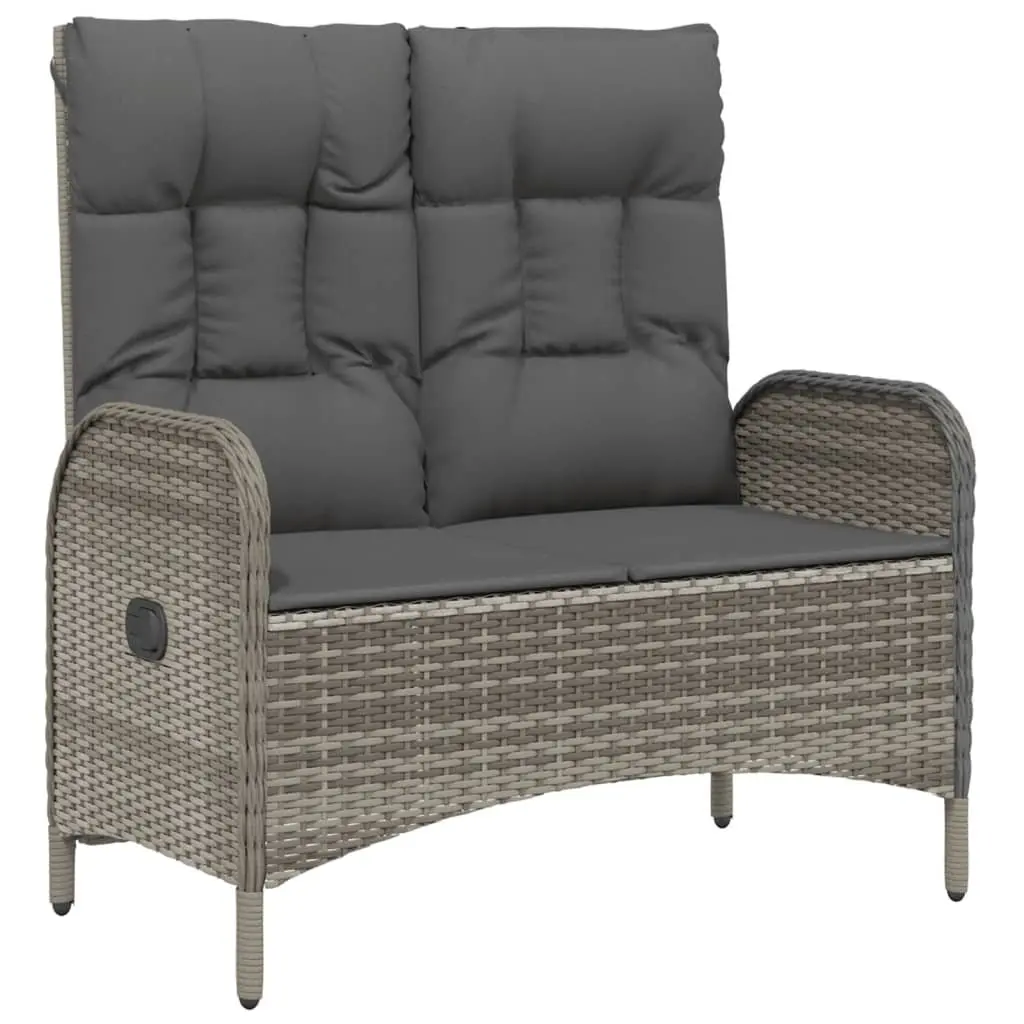 Garden Dining Set 2 Piece Outdoor Furniture Grey Poly Rattan Table Bench