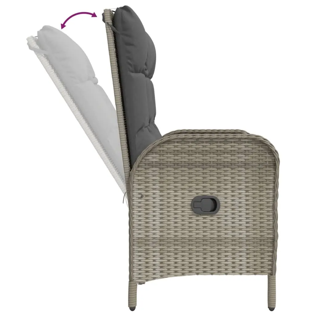 Garden Dining Set 2 Piece Outdoor Furniture Grey Poly Rattan Table Bench