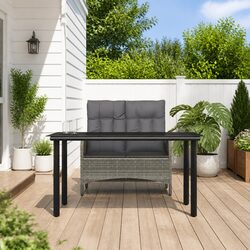 Garden Dining Set 2 Piece Outdoor Furniture Grey Poly Rattan with Cushions