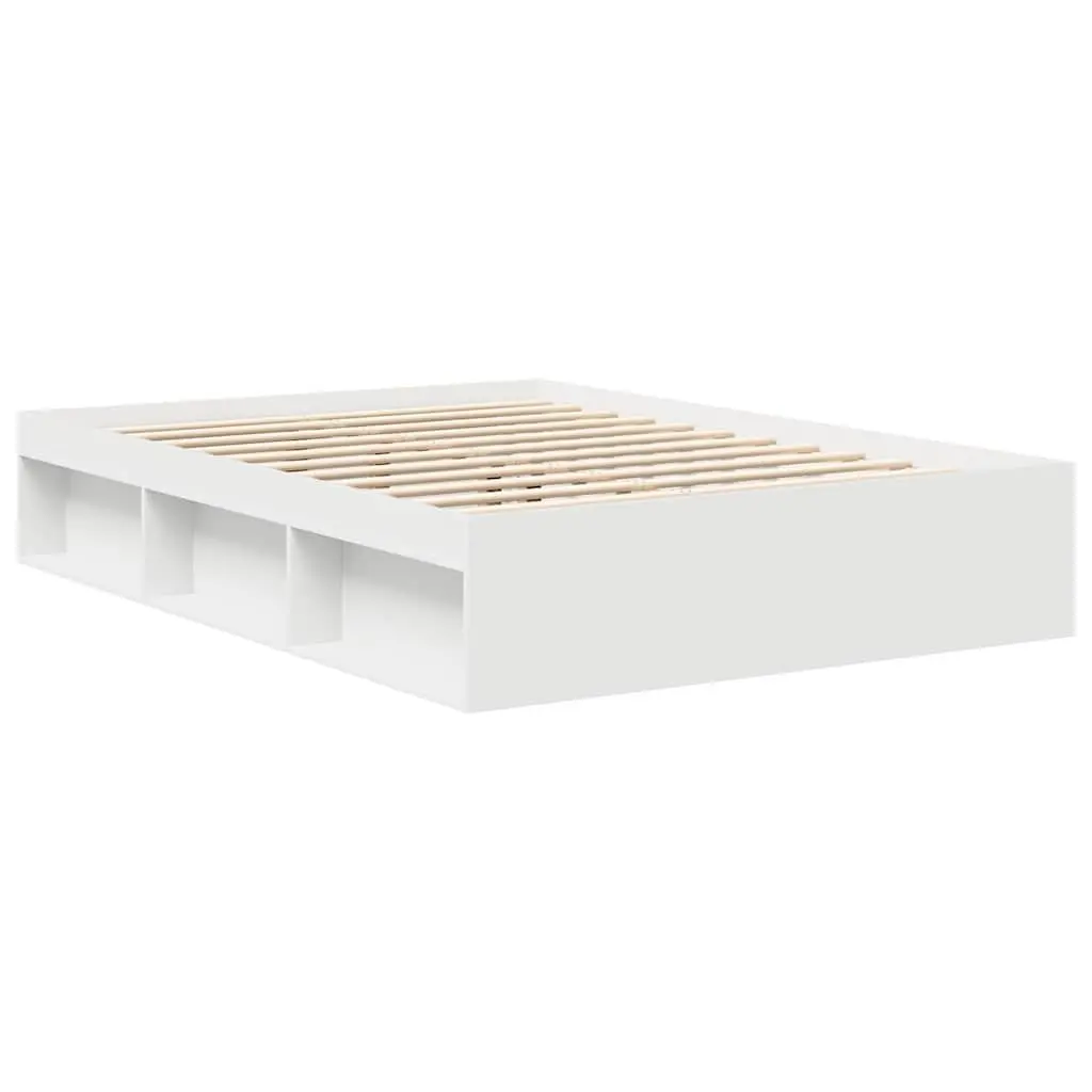 Bed Frame Modern Storage 150x200 cm White Engineered Wood