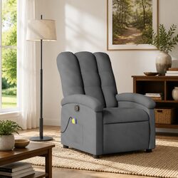 Massage Recliner Chair Grey Fabric Manual Reclining Armchair with 6 Vibration