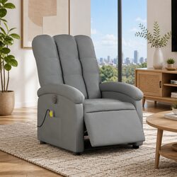 Electric Massage Recliner Chair Grey Fabric Armchair Lounger Footrest Adjustable
