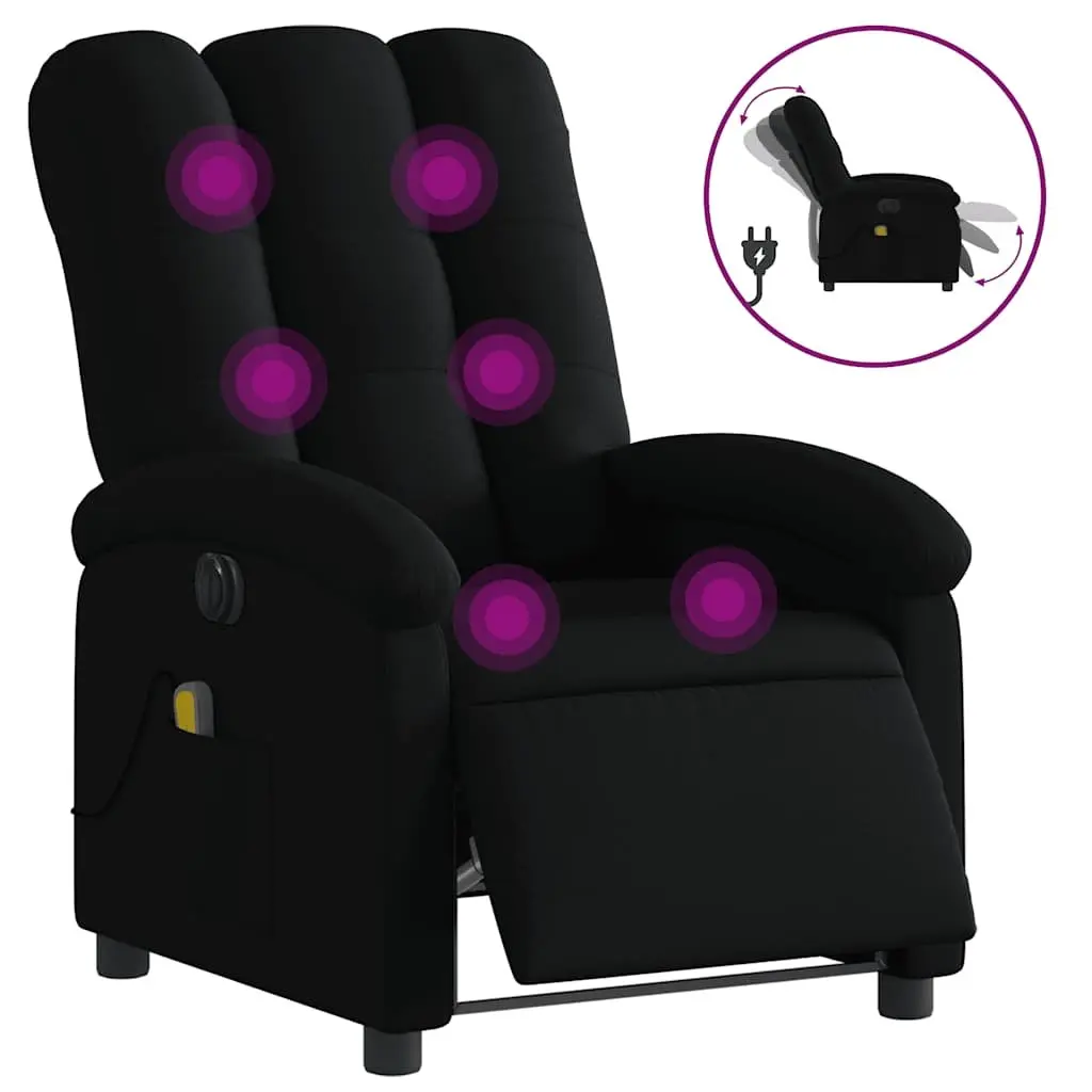 Electric Massage Recliner Chair Motorized Reclining 135 Degrees Black Fabric