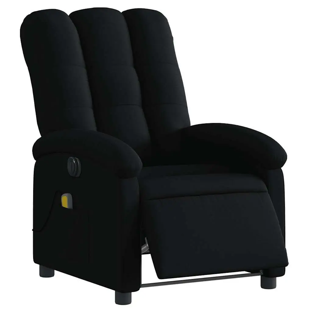 Electric Massage Recliner Chair Motorized Reclining 135 Degrees Black Fabric