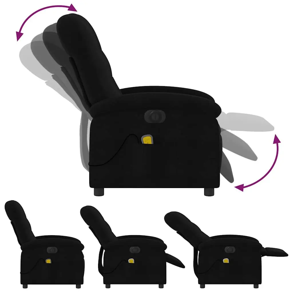 Electric Massage Recliner Chair Motorized Reclining 135 Degrees Black Fabric