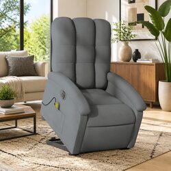 Electric Stand Up Massage Recliner Chair Grey Fabric Lift Recline Armchair