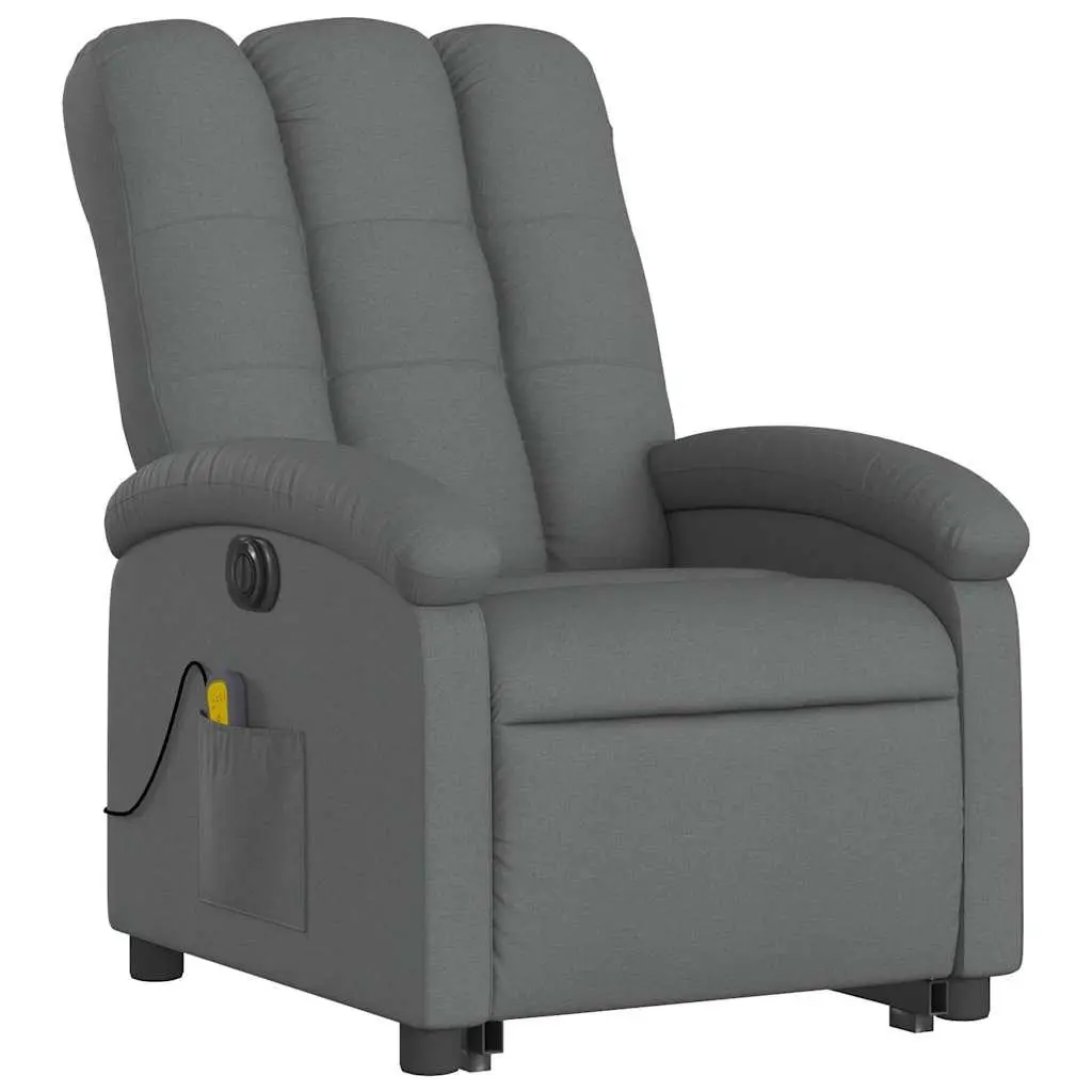 Electric Massage Recliner Chair Power Lift Grey Fabric 135 Degrees