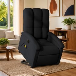 Electric Stand Up Massage Recliner Chair Lift Fabric Armchair Elderly Black
