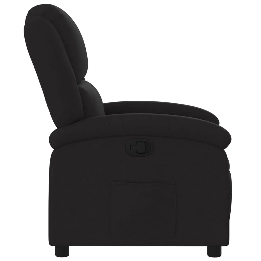 Recliner Chair Manual Reclining Function Black Fabric Padded Seat