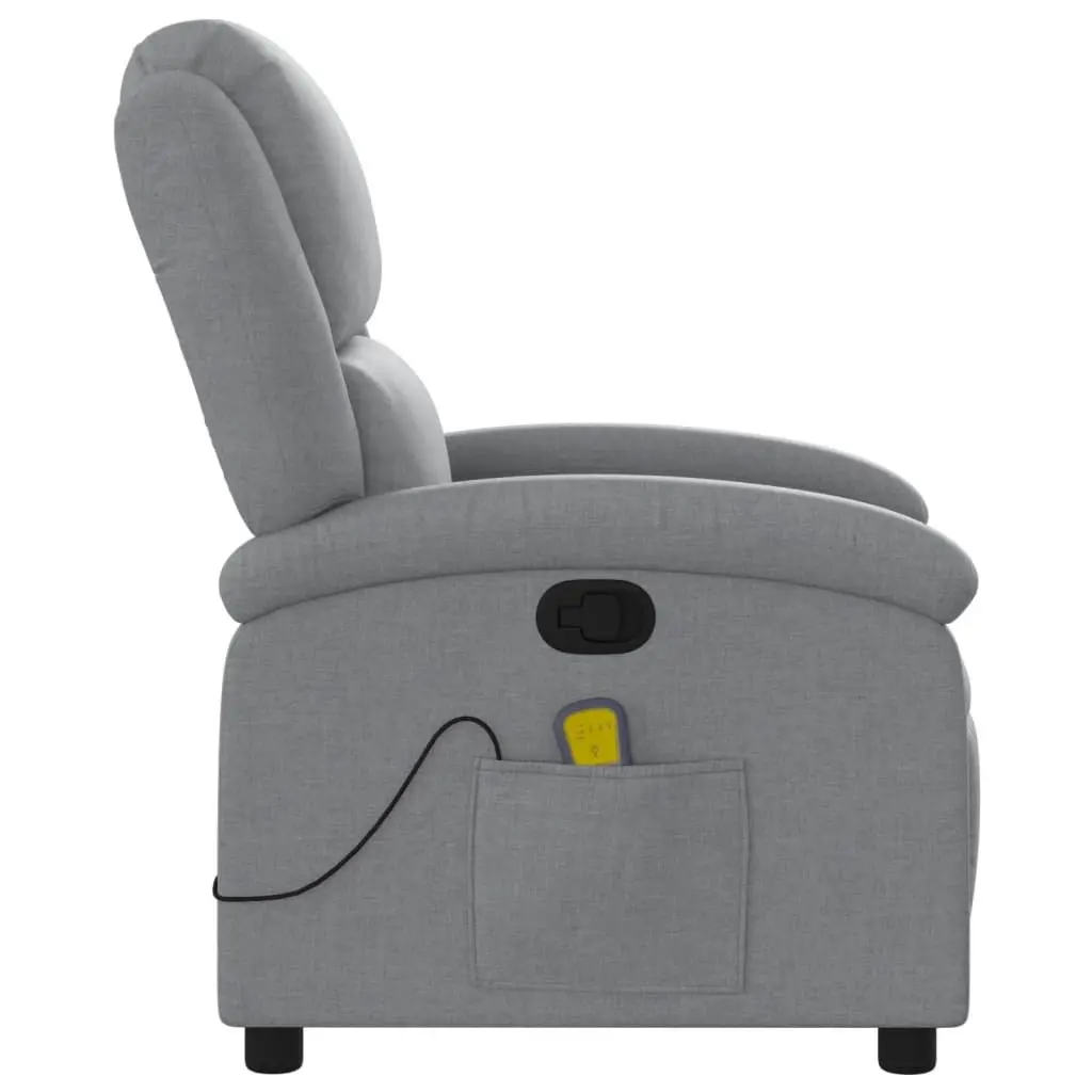Massage Recliner Chair Manual Reclining Function Grey Fabric 6 Massage Points Vibration
