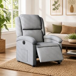 Electric Recliner Chair Light Grey Fabric Armchair with Footrest Adjustment