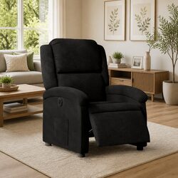 Electric Recliner Chair Black Fabric Armchair Motorized Adjustable Footrest