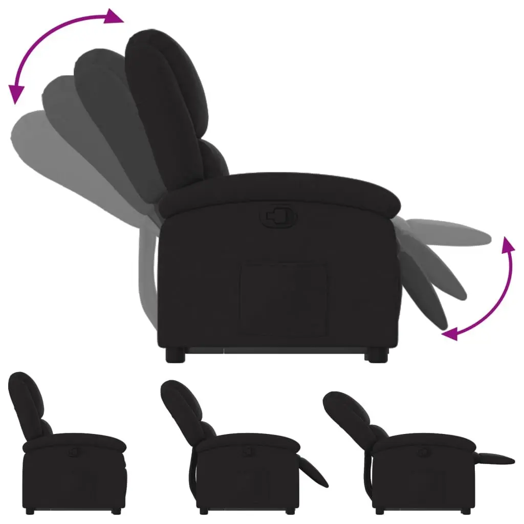 Stand Up Recliner Chair Electric Power Lift Manual Reclining Black Fabric