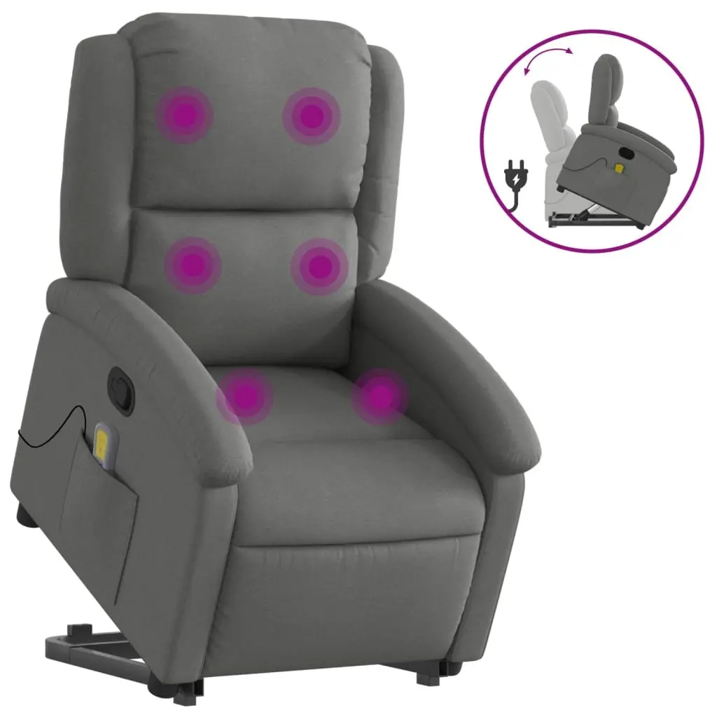 Electric Massage Recliner Chair Power Lift Grey Fabric