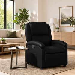 Recliner Chair Manual Reclining Armchair with Footrest Padded Black Lounge