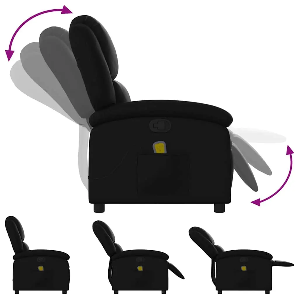 Massage Recliner Chair Manual Reclining Faux Leather Black Vibration