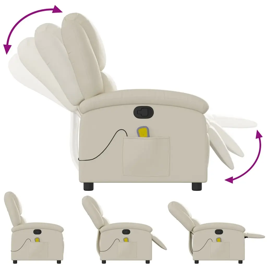 Massage Recliner Chair Manual Recline Vibration Cream Faux Leather
