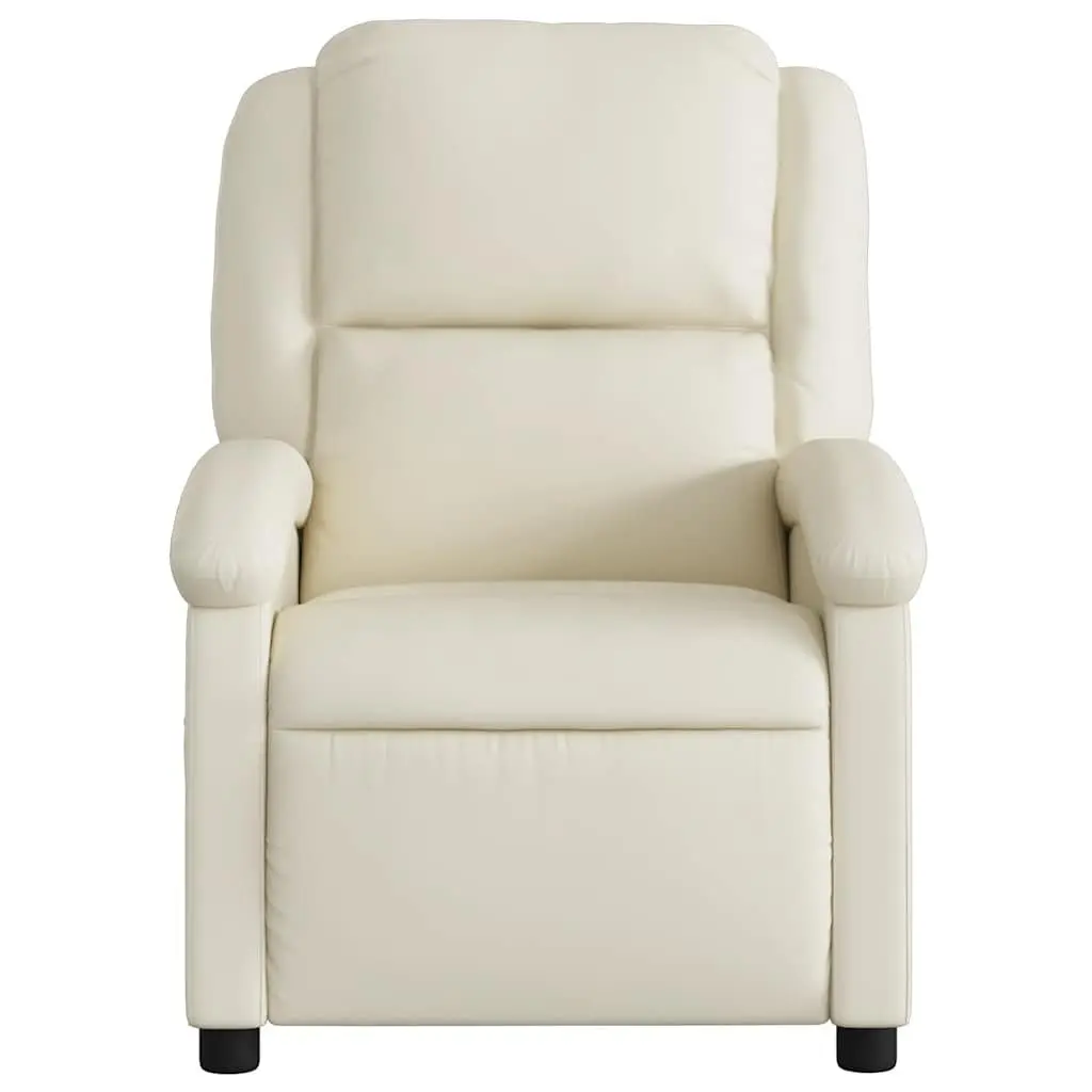 Massage Recliner Chair Manual Recline Vibration Cream Faux Leather