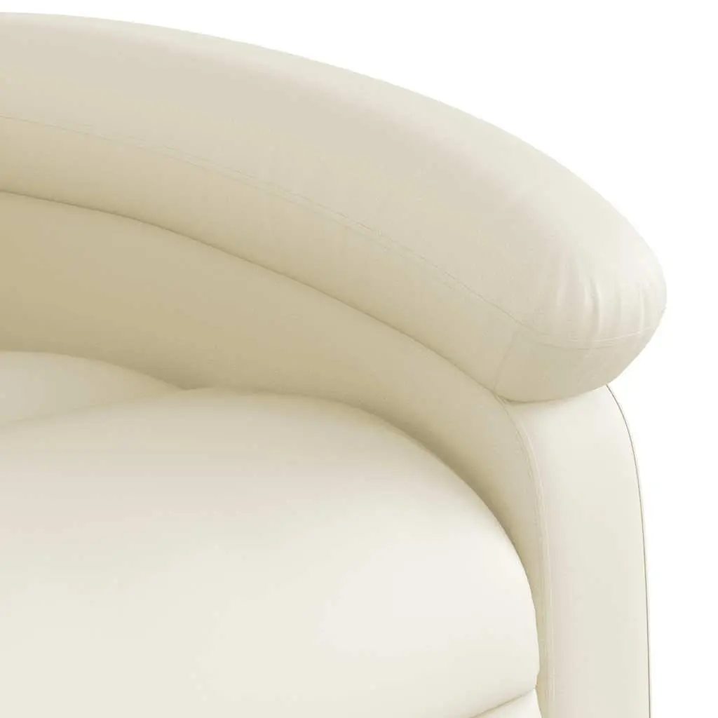 Massage Recliner Chair Manual Recline Vibration Cream Faux Leather