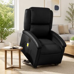 Electric Stand Up Massage Recliner Chair Black Faux Leather Lift Armchair