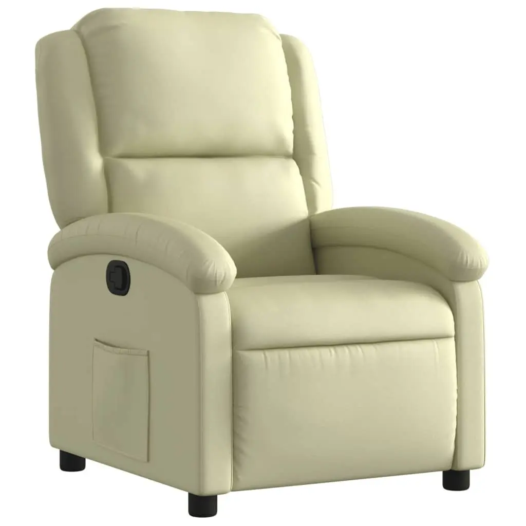 Recliner Chair Cream Leather Manual Recline Armchair Home Lounge Furniture