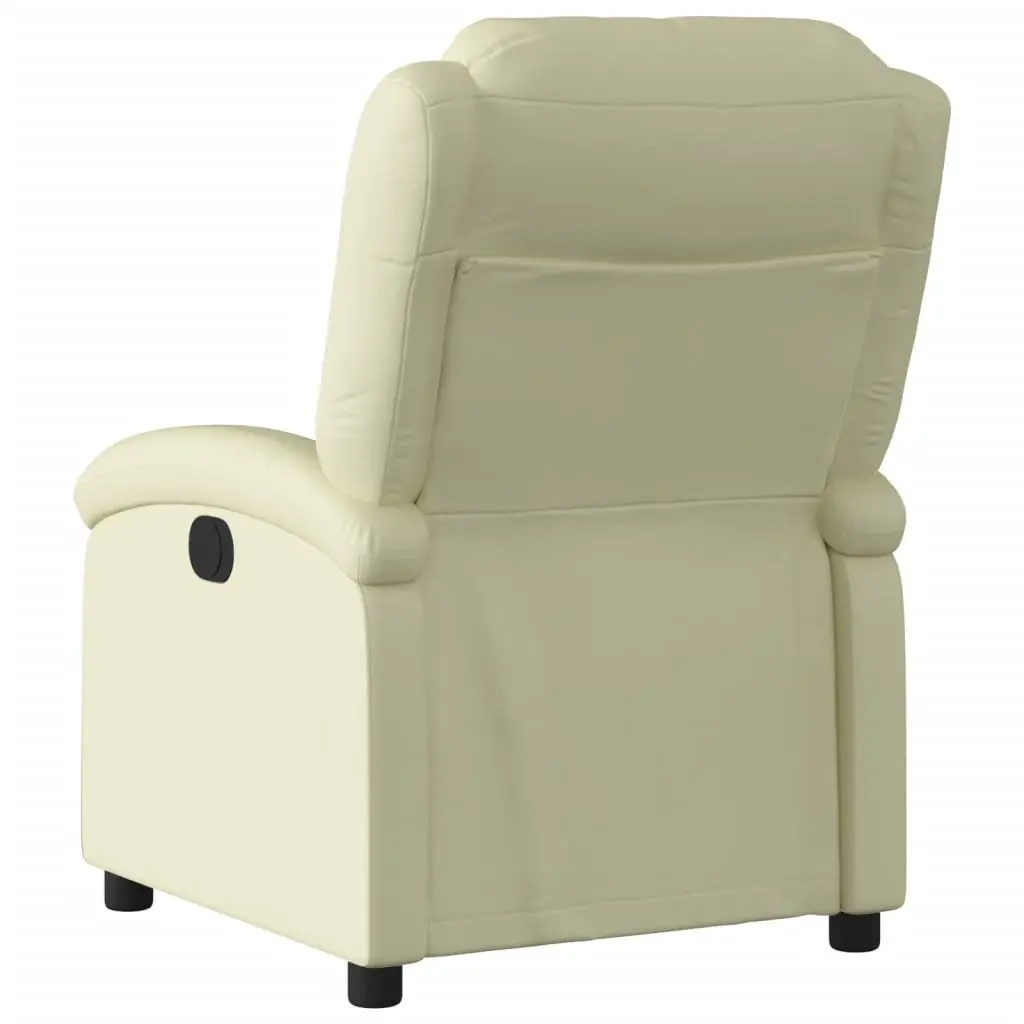 Recliner Chair Cream Leather Manual Recline Armchair Home Lounge Furniture