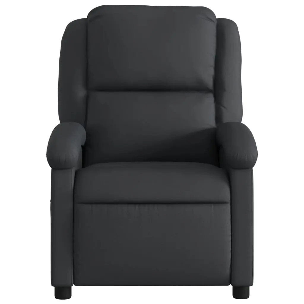 Massage Recliner Chair Manual Reclining Function Vibration Massage Real Leather Black